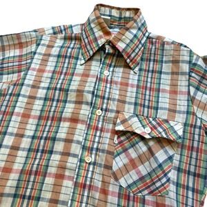 70s Levis Western Plaid Short Sleeve Shirt Men S Ultra Lightweight Made in USA